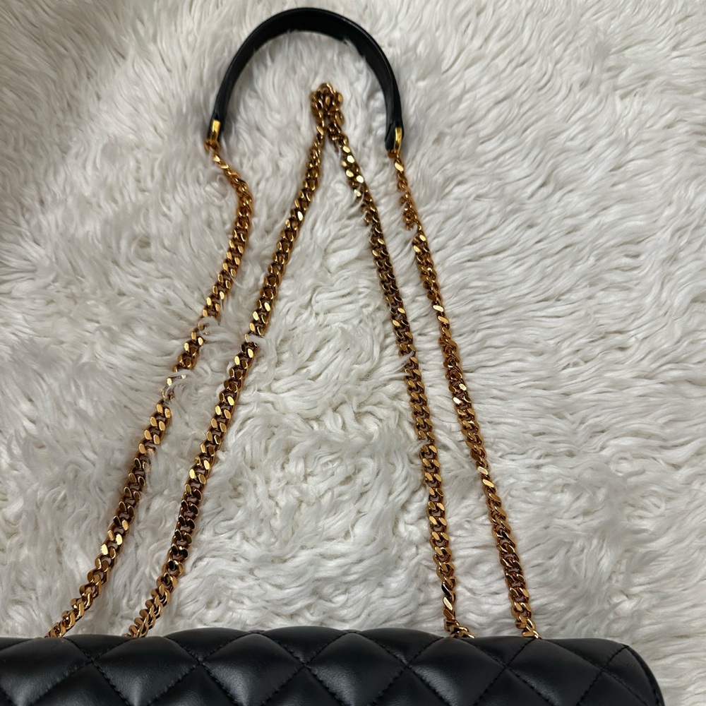 Versace Black Quilted Crossbody Bag with Gold Accents - Picture 4 of 17